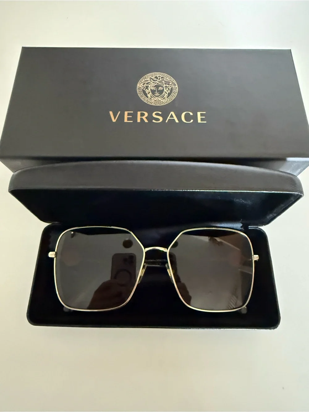 Versace OVE2227 Sunglasses gold frame brown gradient lens